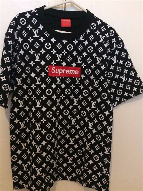 supreme louis vuitton box logo tee black gold